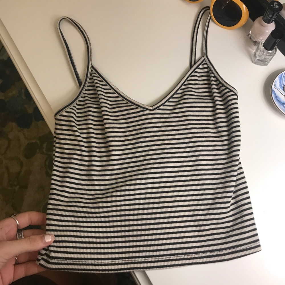 Black and white striped crop top